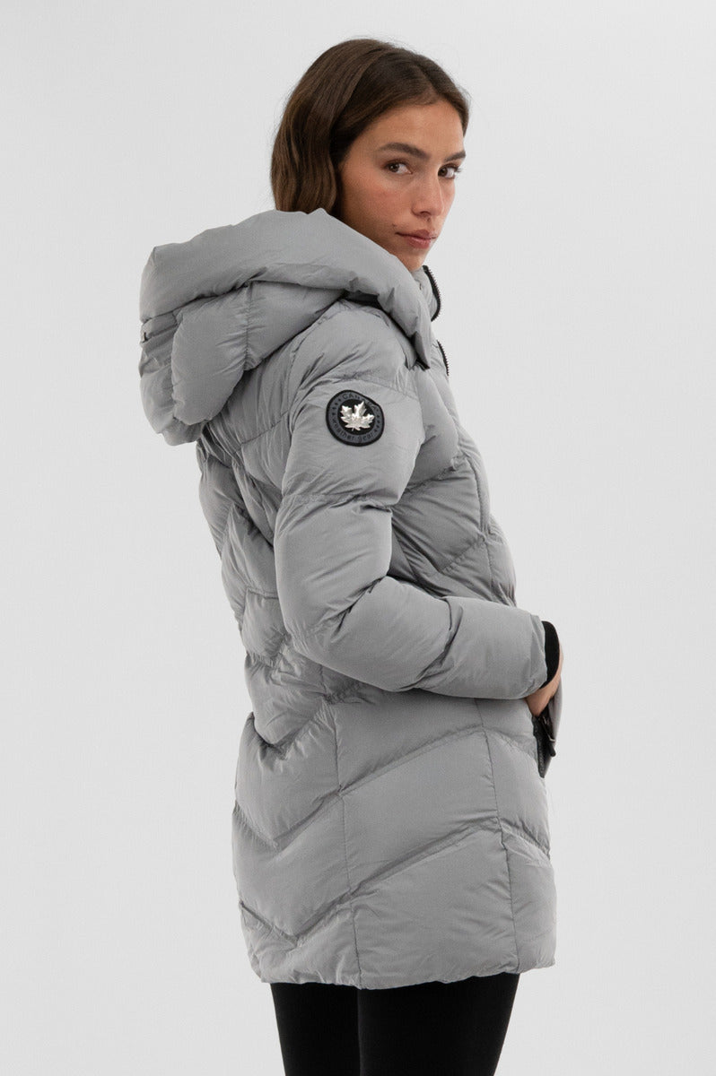 Canada Weather Gear Chevron Quilted Parka Jacket - Grey - Womens Parka Jackets - Fairweather