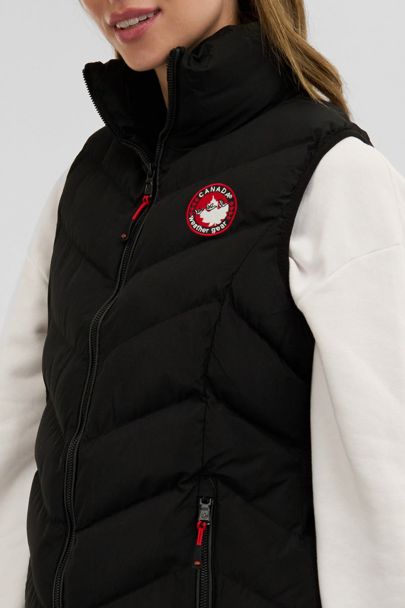 Canada Weather Gear Chevron Bubble Vest - Black - Womens Vests - Fairweather