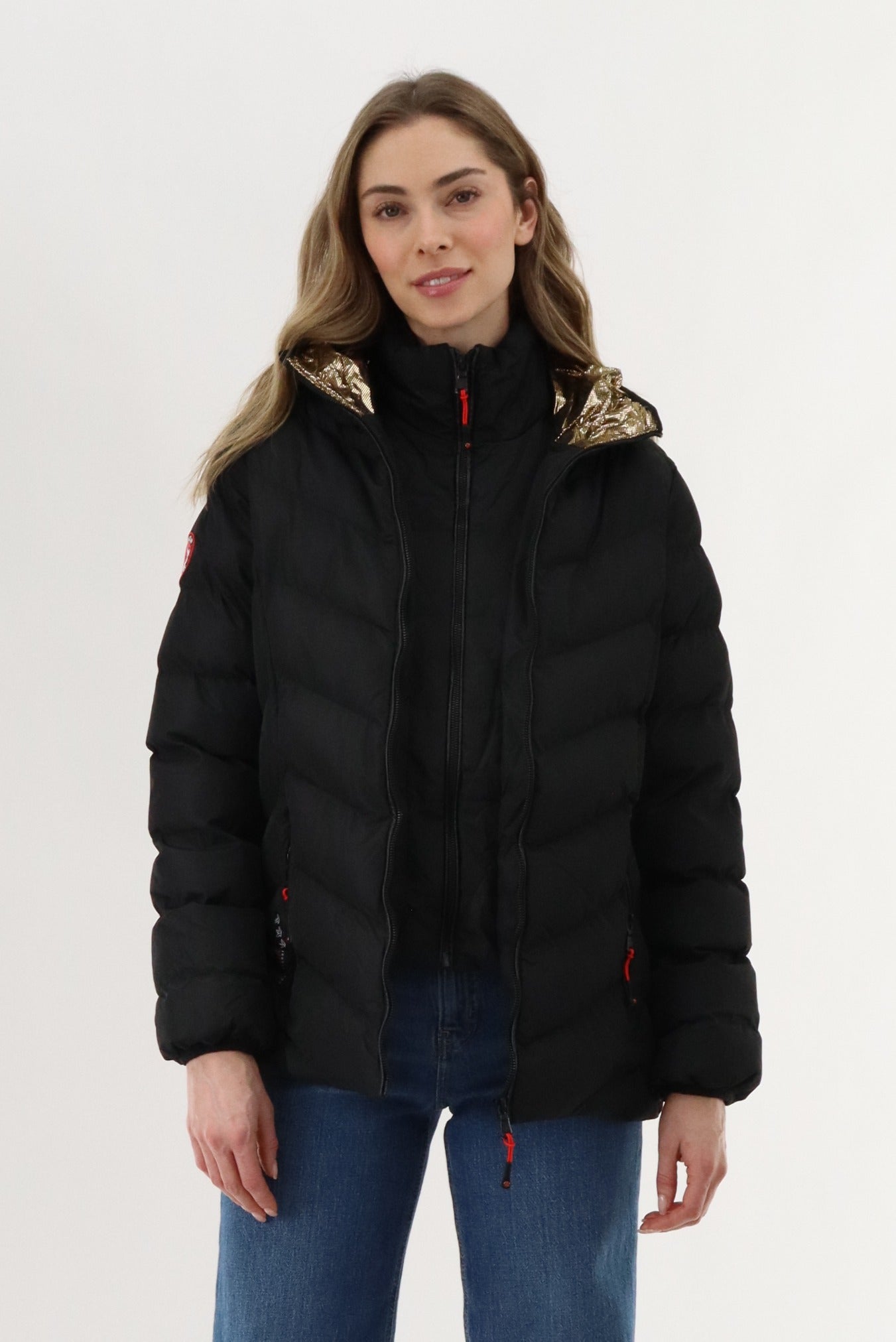 Canada Weather Gear Quilted Puffer Double Zip Bomber Jacket - Black - Womens Bomber Jackets - Fairweather