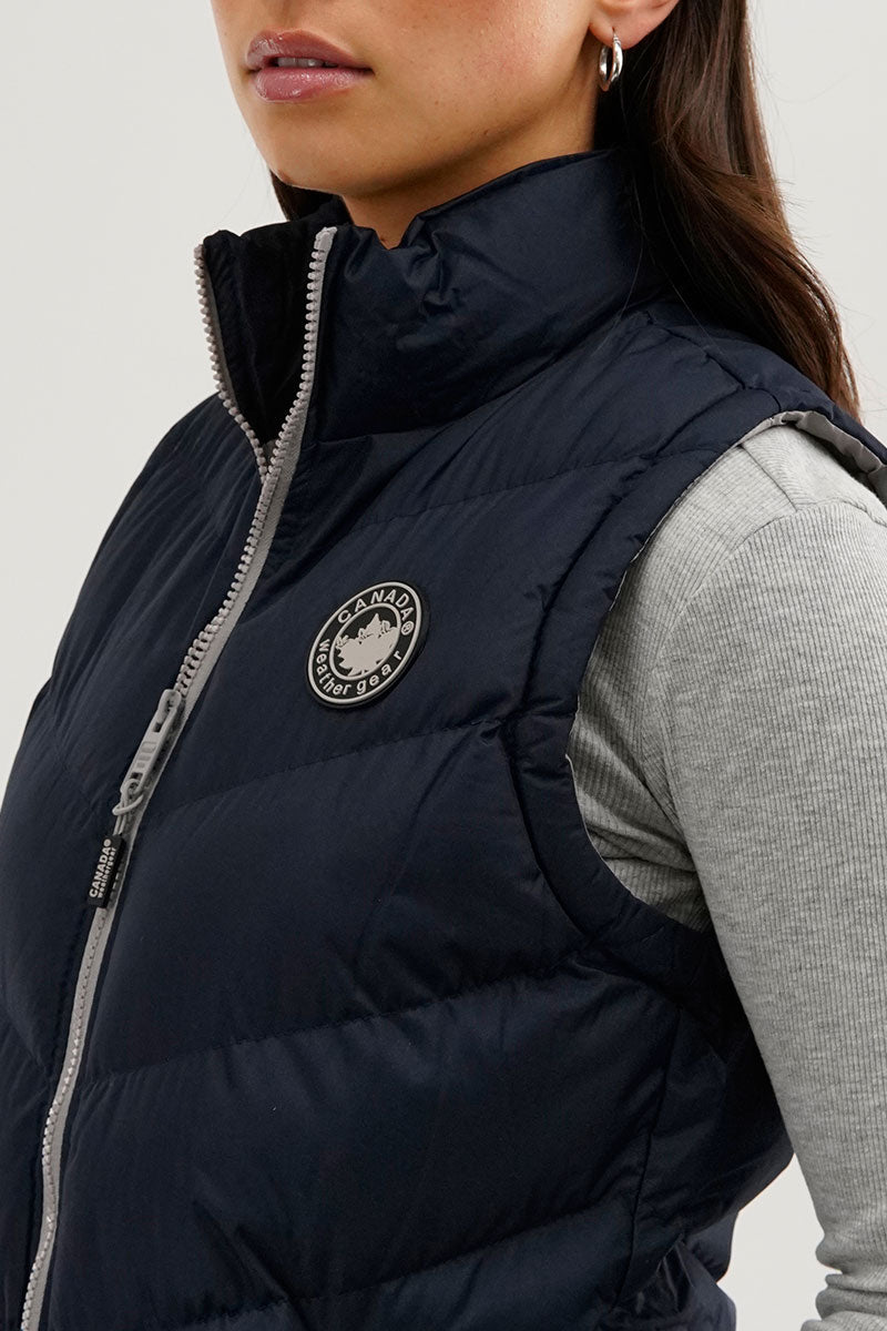 Canada Weather Gear Chevron Puffer Vest - Navy - Womens Vests - Fairweather
