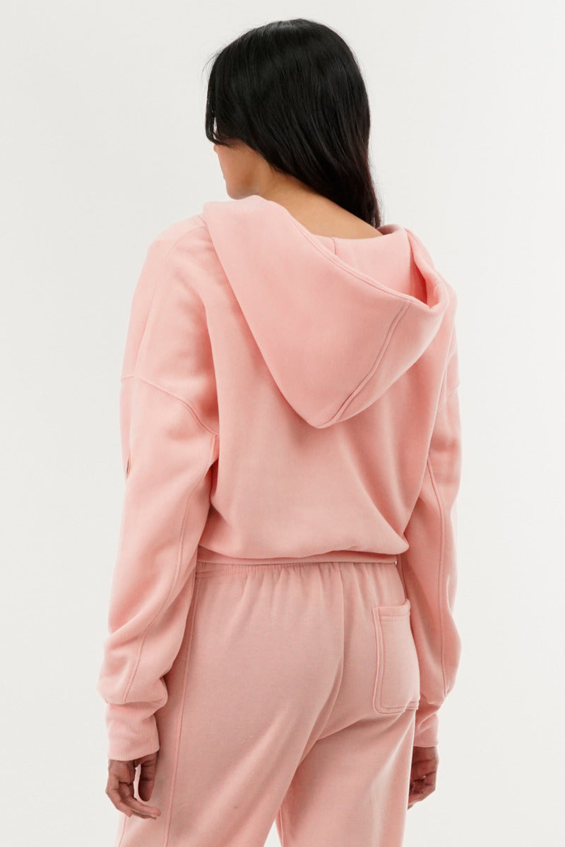 Fahrenheit Cropped Zip Up Hoodie - Pink - Womens Hoodies & Sweatshirts - Fairweather