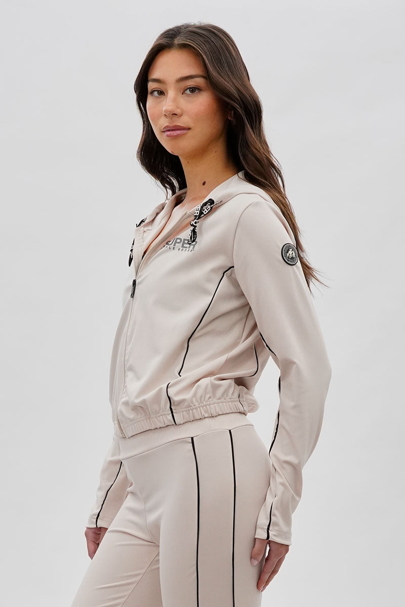 Super Triple Goose Cropped Active Hoodie - Beige - Womens Hoodies & Sweatshirts - Fairweather