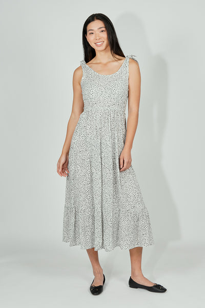 Limite Floral Tiered Shoulder Tie Maxi Dress - White - Womens Maxi Dresses - Fairweather