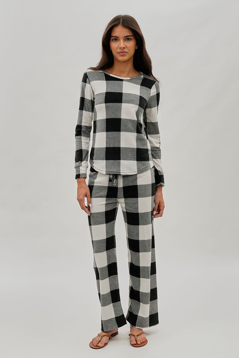 Canada Weather Gear Plaid Print Crewneck Pajama Top - White - Womens Pajamas - Fairweather