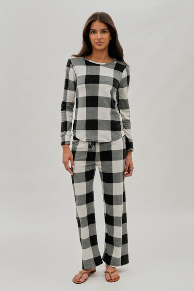 Canada Weather Gear Plaid Print Crewneck Pajama Top - White - Womens Pajamas - Fairweather