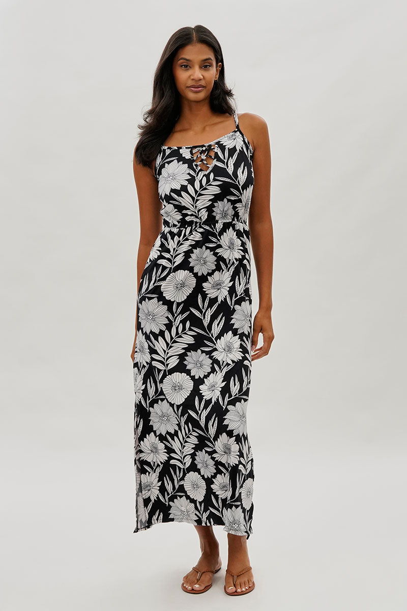 International INC Company Floral Keyhole Maxi Dress - Black - Womens Maxi Dresses - Fairweather