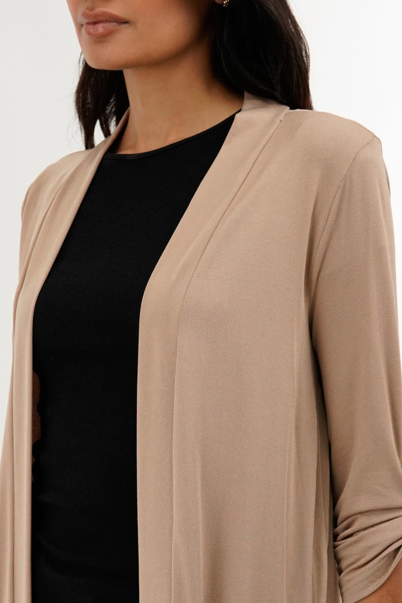 International INC Company Roll Up Sleeve Wrap Cardigan - Beige - Womens Cardigans - Fairweather