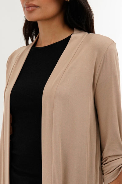 International INC Company Roll Up Sleeve Wrap Cardigan - Beige - Womens Cardigans - Fairweather