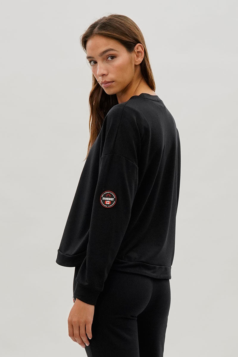 Pull Fahrenheit à épaules tombantes et boutons latéraux - Noir