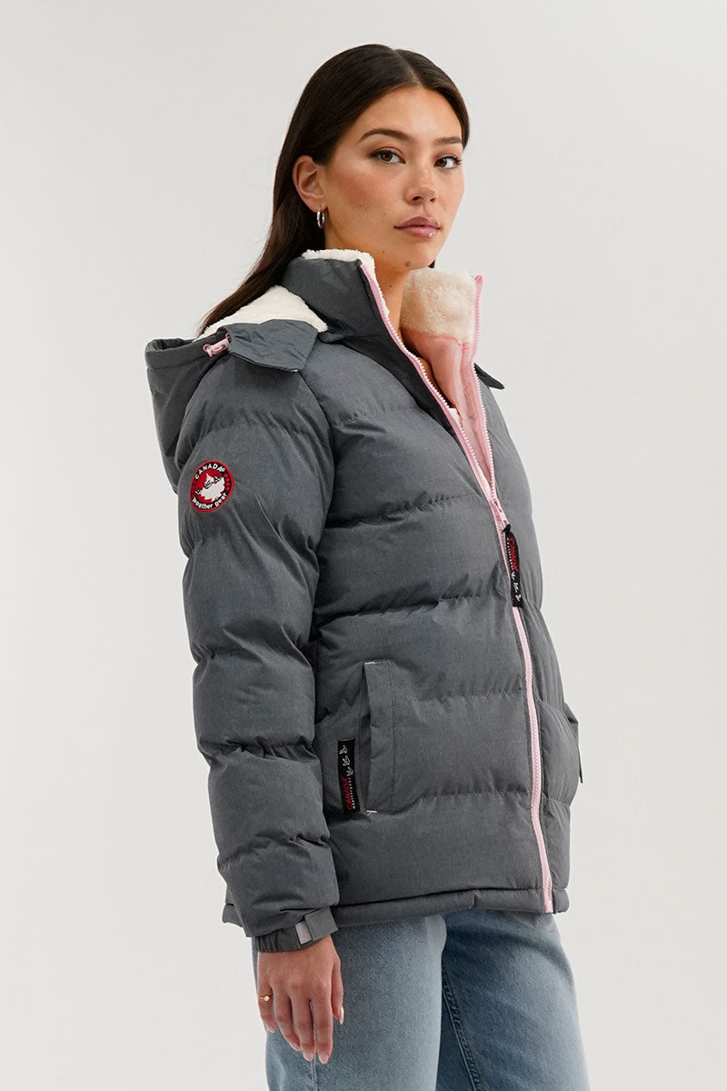 Canada Weather Gear Sherpa Lined Collar Bomber Jacket Grey