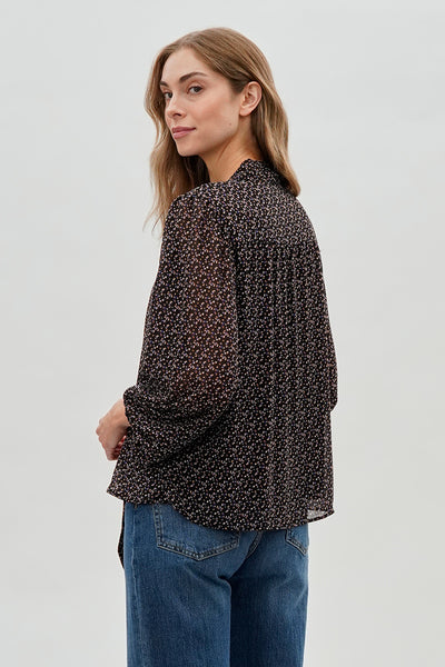 Beechers Brook Tie-Neck Chiffon Blouse - Black - Womens Shirts & Blouses - Fairweather