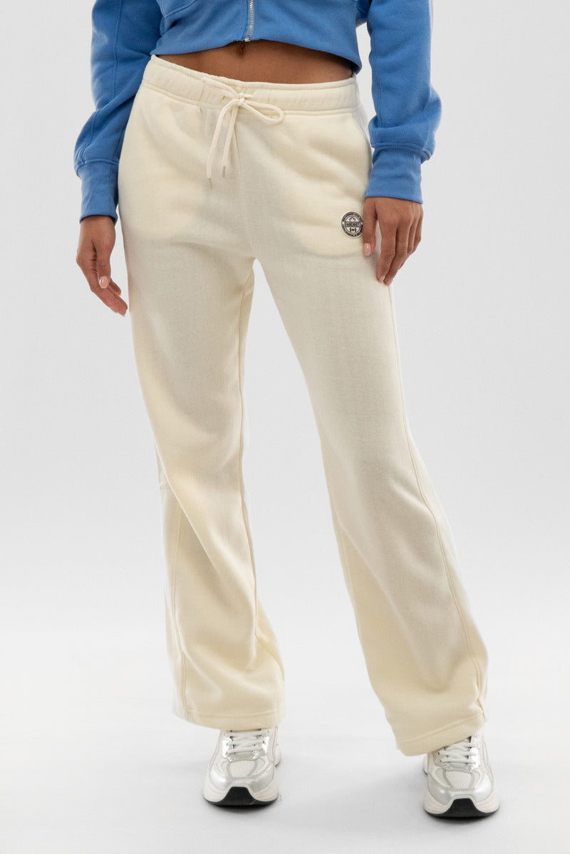 Fahrenheit Wide Leg Fleece Sweatpants - Cream - Womens Joggers & Sweatpants - Fairweather