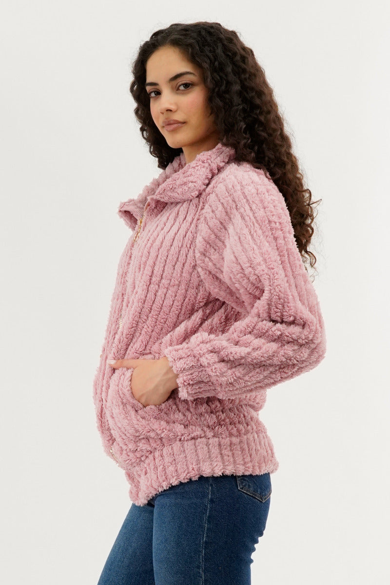 Veste légère zippée en peluche Fahrenheit - Rose