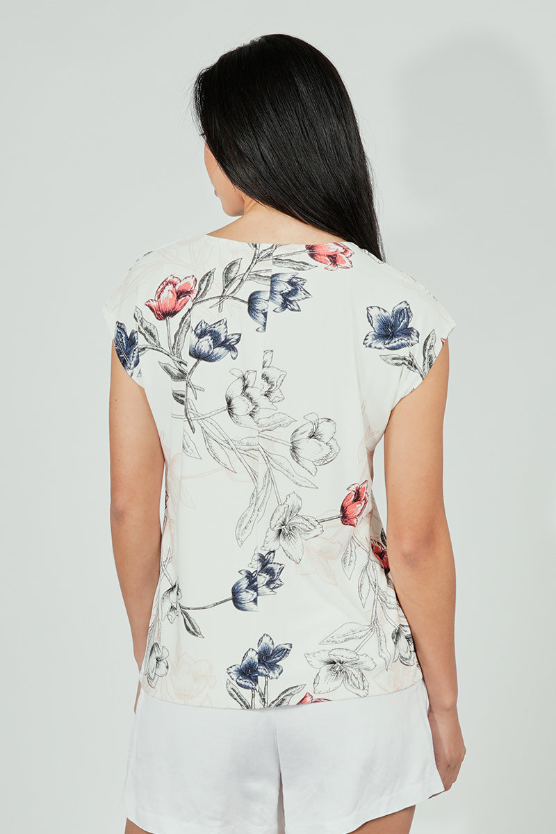 Beechers Brook Floral Circle Neck Tee - Cream - Womens Tees & Tank Tops - Fairweather