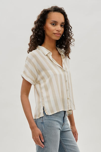 Stylexchange Vintage Striped Button Down Shirt - Beige - Womens Shirts & Blouses - Fairweather