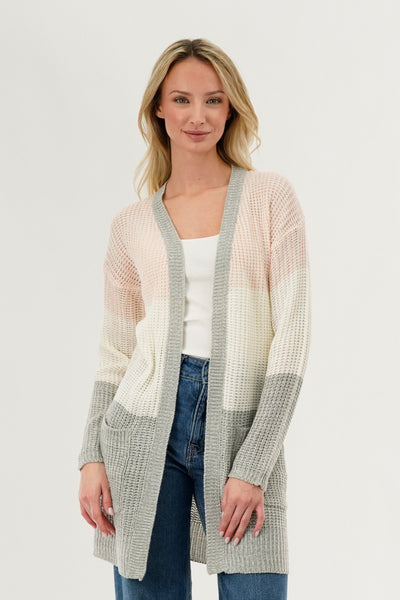 Stylexchange Colour Block Knit Cardigan - Pink - Womens Cardigans - Fairweather