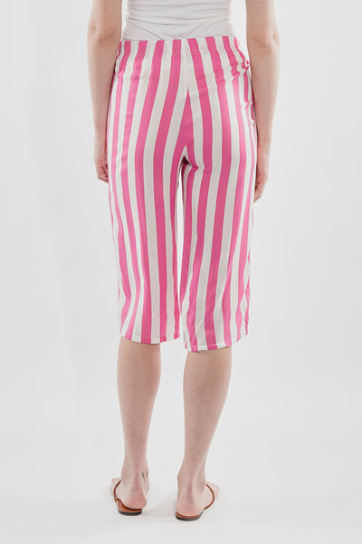 Stylexchange Striped Belted Culotte Pants - Pink - Womens Pants - Fairweather