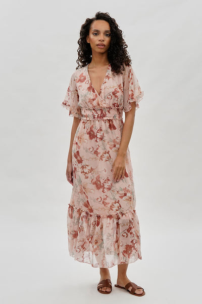Limite Floral Cinched Waist Maxi Dress - Blush - Womens Maxi Dresses - Fairweather