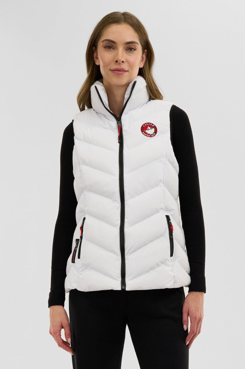 Canada Weather Gear Chevron Bubble Vest - White - Womens Vests - Fairweather
