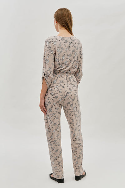 International INC Company Floral Print Half Zip Jumpsuit - Beige - Womens Jumpsuits & Rompers - Fairweather