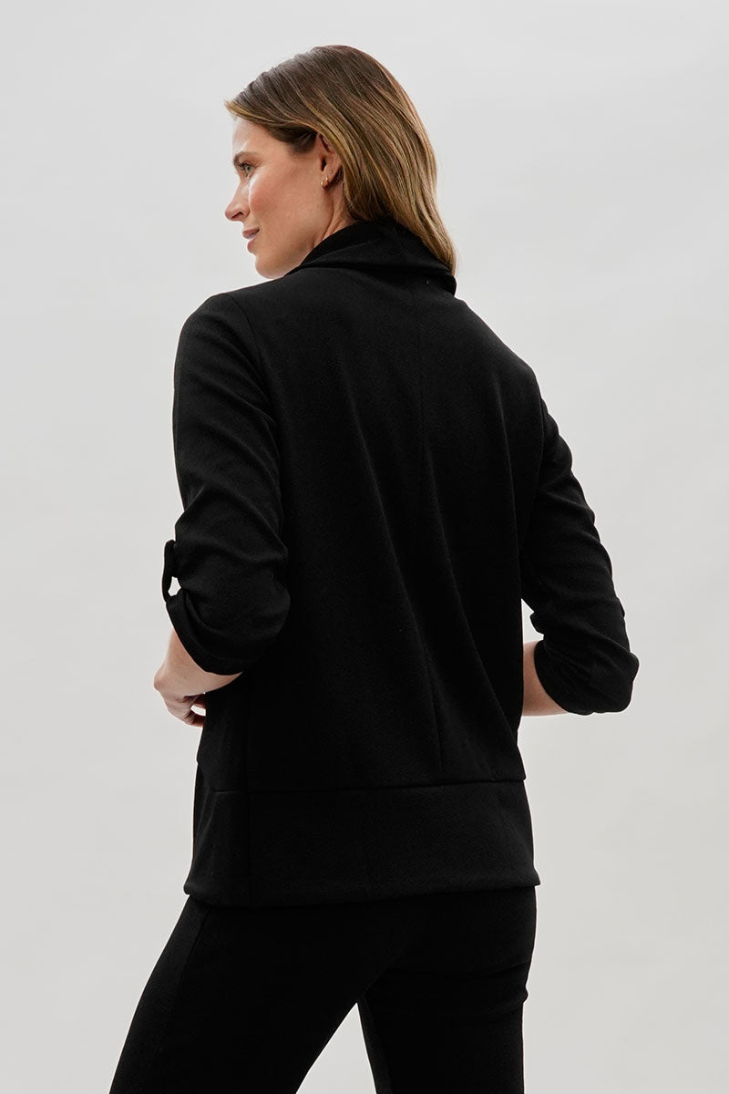 Majora Open Roll Up Sleeve Blazer - Black - Womens Blazers - Fairweather