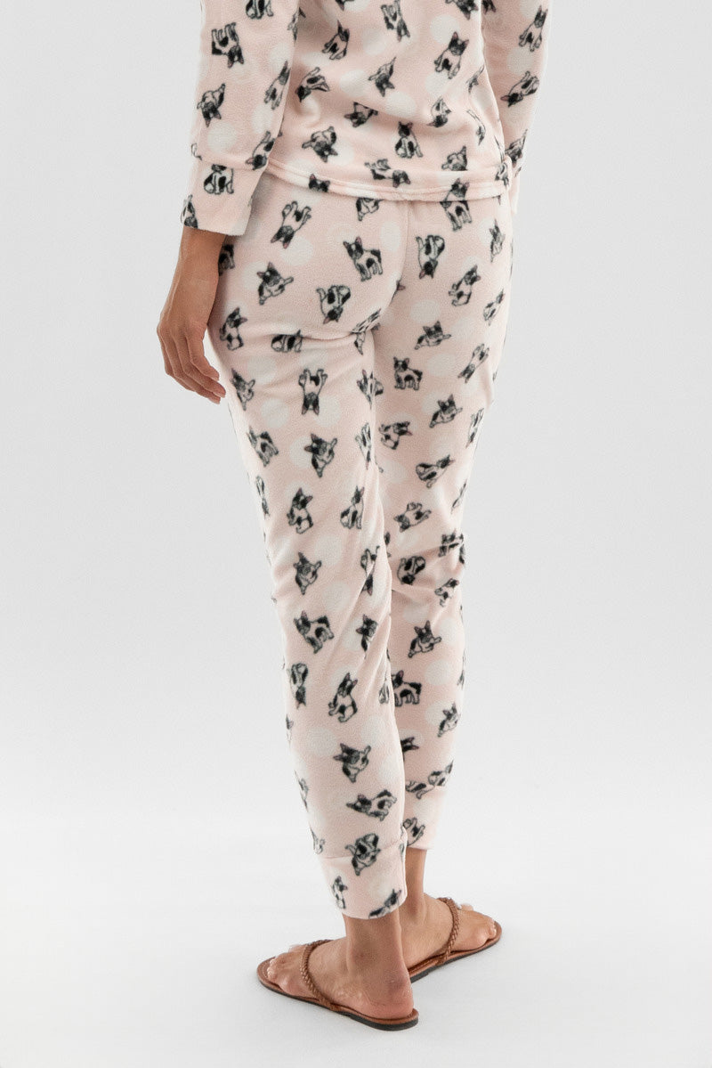 Canada Weather Gear Dog Print Wide Leg Pajama Pants - Blush - Womens Pajamas - Fairweather