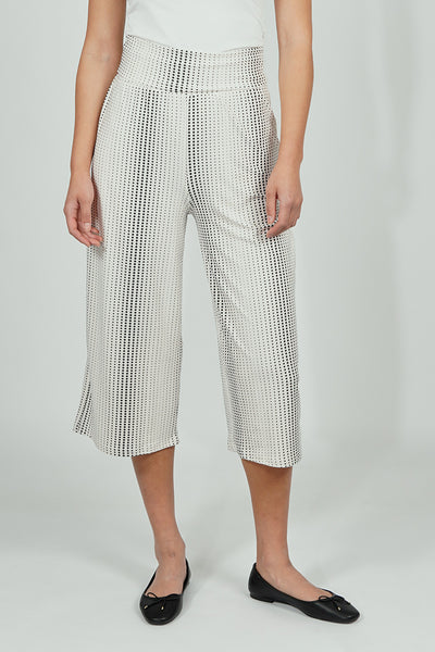 Beechers Brook Dotted Pattern Fold Over Cropped Pants - White - Womens Pants - Fairweather