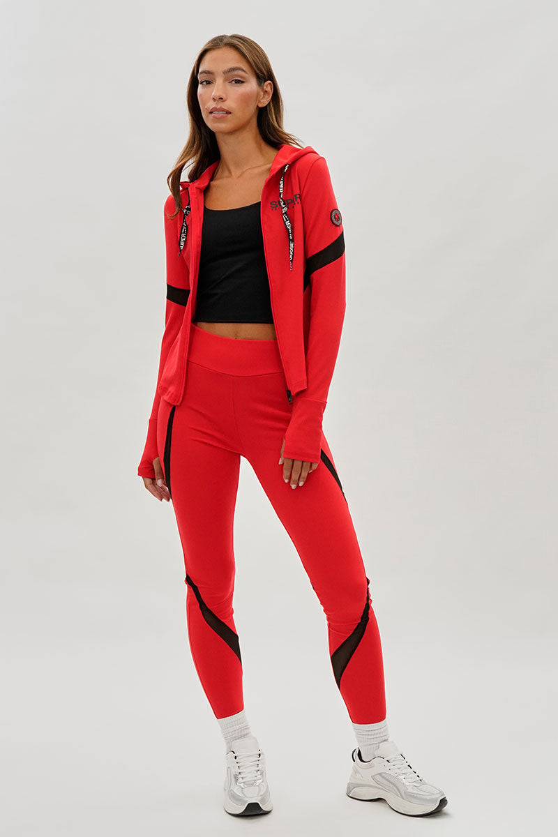 Super Triple Goose High Waisted Leggings - Red - Womens Leggings - Fairweather