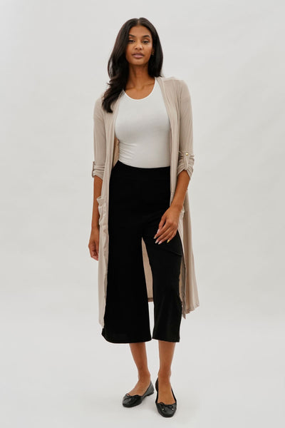 Limite Open Front Lightweight Duster Cardigan - Beige - Womens Cardigans - Fairweather