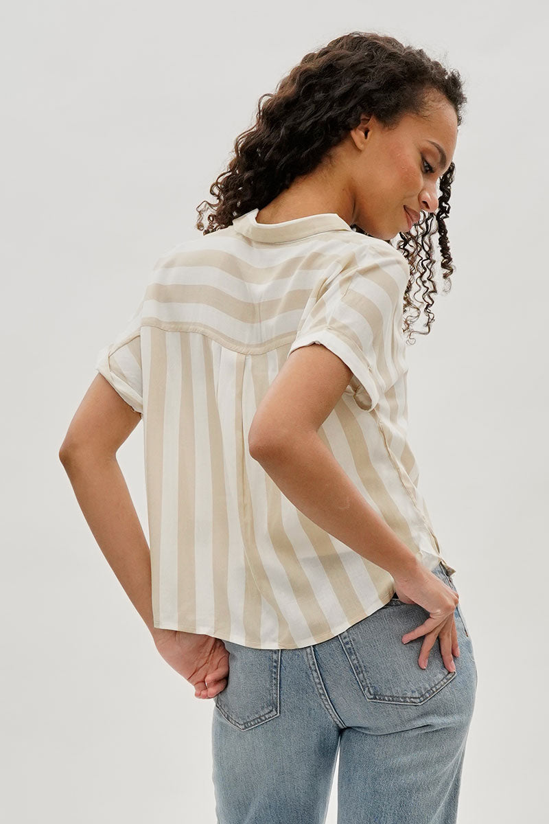 Stylexchange Vintage Striped Button Down Shirt - Beige - Womens Shirts & Blouses - Fairweather