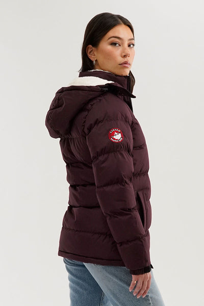 Canada Weather Gear Sherpa Lined Collar Bomber Jacket - Burgundy - Womens Bomber Jackets - Fairweather
