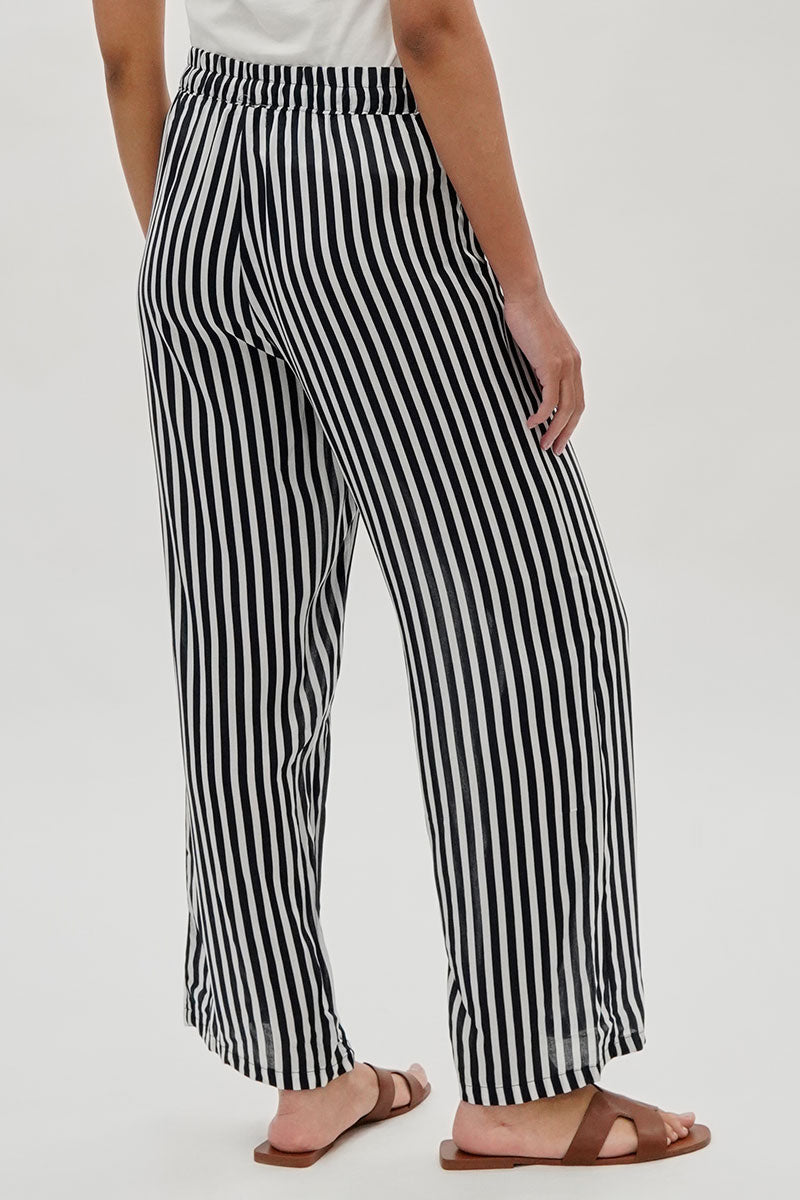 International INC Company Striped Wide Leg Pants - Black - Womens Pants - Fairweather