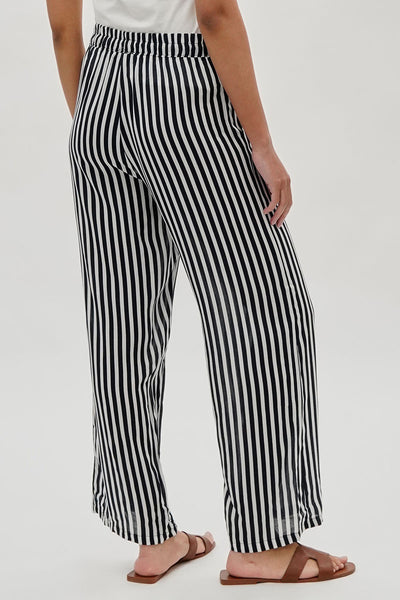 International INC Company Striped Wide Leg Pants - Black - Womens Pants - Fairweather
