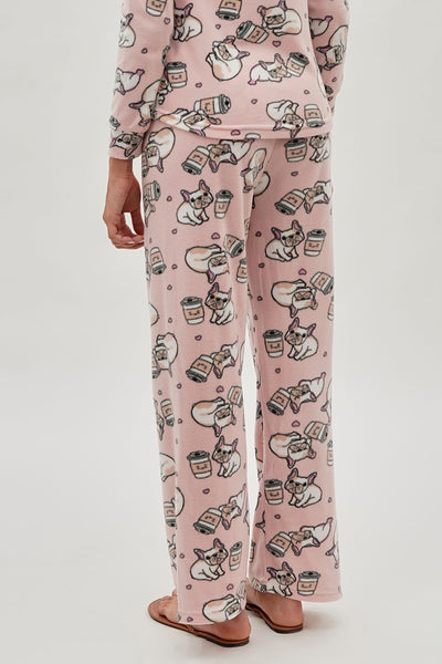 Canada Weather Gear Pug Print Wide Leg Pajama Pants - Pink - Womens Pajamas - Fairweather