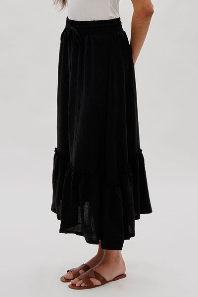 Stylexchange Vintage Tiered Cinched Skirt - Black - Womens Skirts - Fairweather