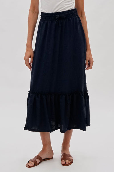 Stylexchange Vintage Tiered Cinched Skirt - Navy - Womens Skirts - Fairweather