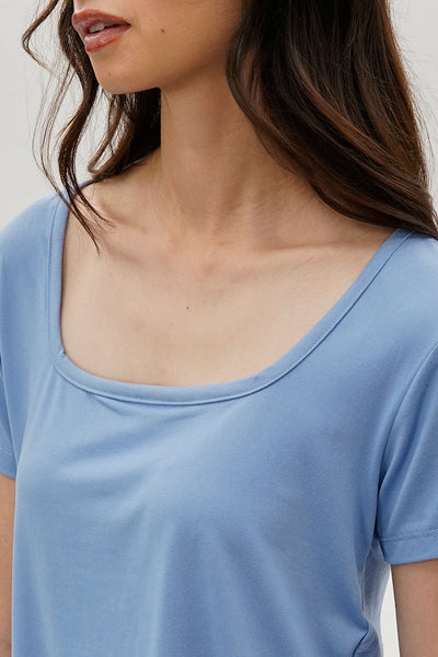 Costa Blanca Square Neck Tee - Blue - Womens Tees & Tank Tops - Fairweather