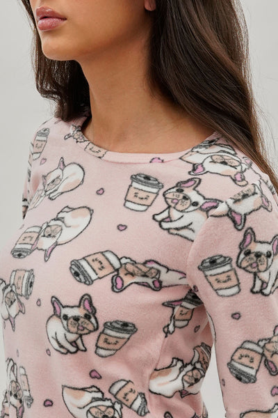 Canada Weather Gear Pug Print Crewneck Pajama Top - Pink - Womens Pajamas - Fairweather