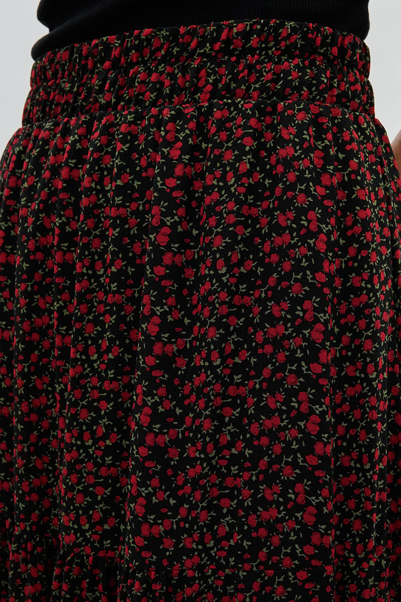 Costa Blanca Tiered Chiffon Maxi Skirt - Black - Womens Skirts - Fairweather