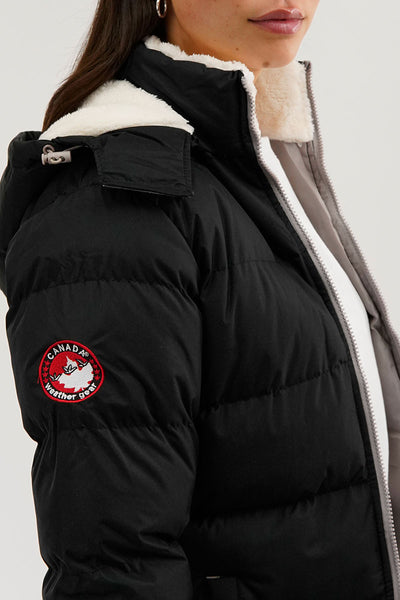 Canada Weather Gear Sherpa Lined Collar Bomber Jacket - Black - Womens Bomber Jackets - Fairweather