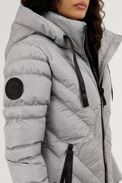 Canada Weather Gear Chevron Quilted Long Parka Jacket - Grey