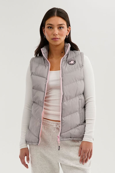 Canada Weather Gear Chevron Puffer Vest - Grey - Womens Vests - Fairweather