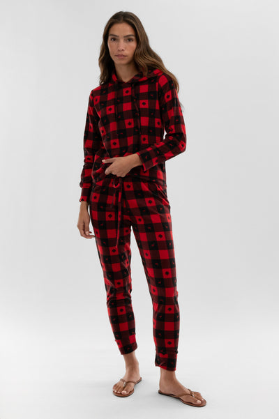 Canada Weather Gear Plaid Tie Waist Pajama Pants - Red - Womens Pajamas - Fairweather