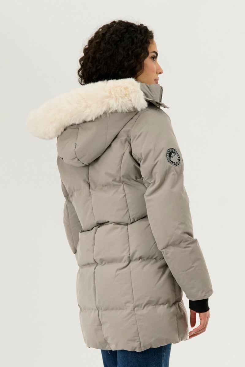 Canada Weather Gear Faux Fur Lined Hood Parka Jacket - Beige - Womens Parka Jackets - Fairweather