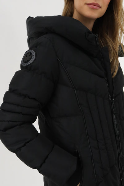 Canada Weather Gear Quilted Hooded Parka Jacket - Black - Womens Parka Jackets - Fairweather