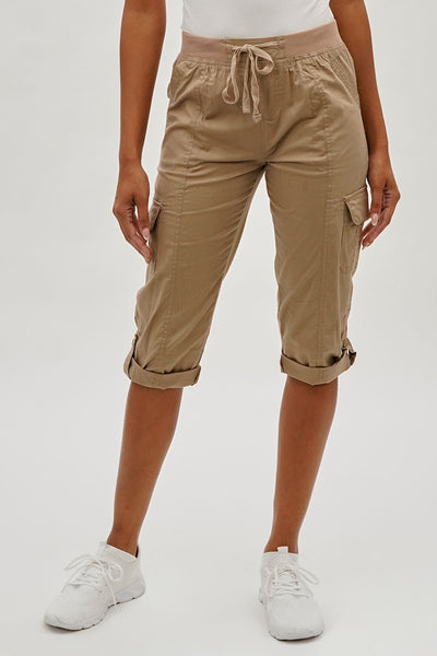 International INC Company Tie Waist Cargo Capris - Beige - Womens Shorts & Capris - Fairweather