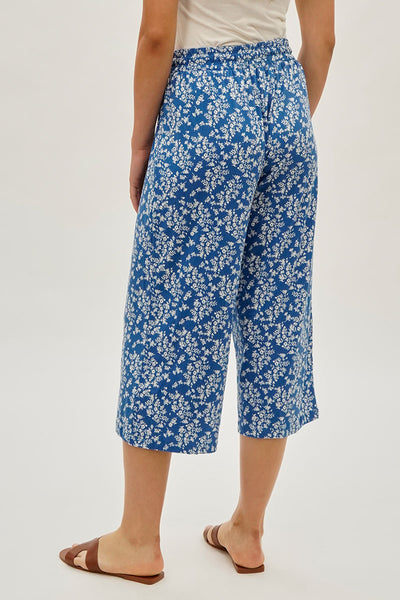 International INC Company Floral Wide Leg Capris Pants - Blue - Womens Pants - Fairweather