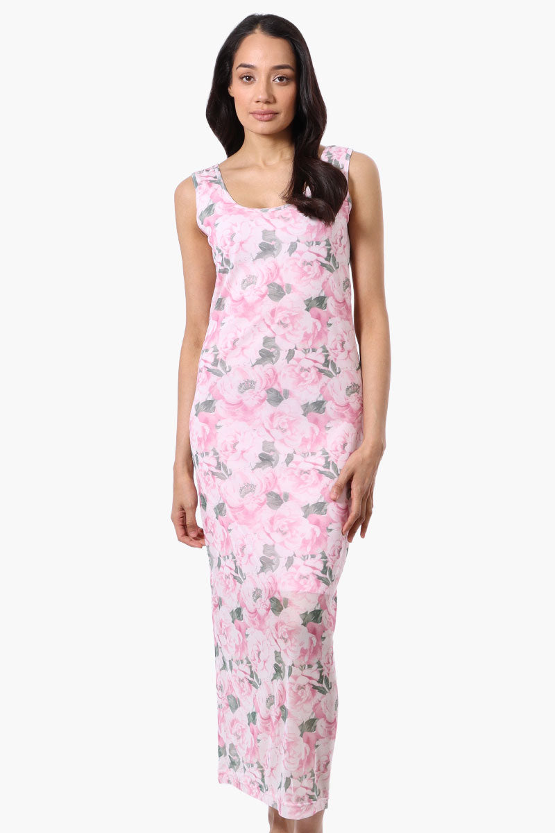 Stylexchange Floral Sheer Maxi Dress - Pink - Womens Maxi Dresses - Fairweather