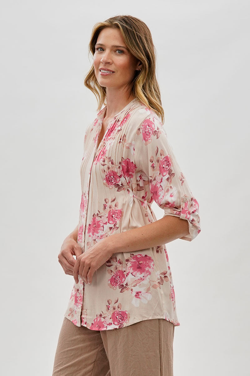 International INC Company Floral Back Tie Blouse - Pink - Womens Shirts & Blouses - Fairweather