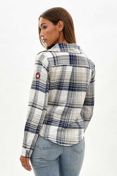 Canada Weather Gear Button Up Flannel Shirt - Grey - Womens Shirts & Blouses - Fairweather